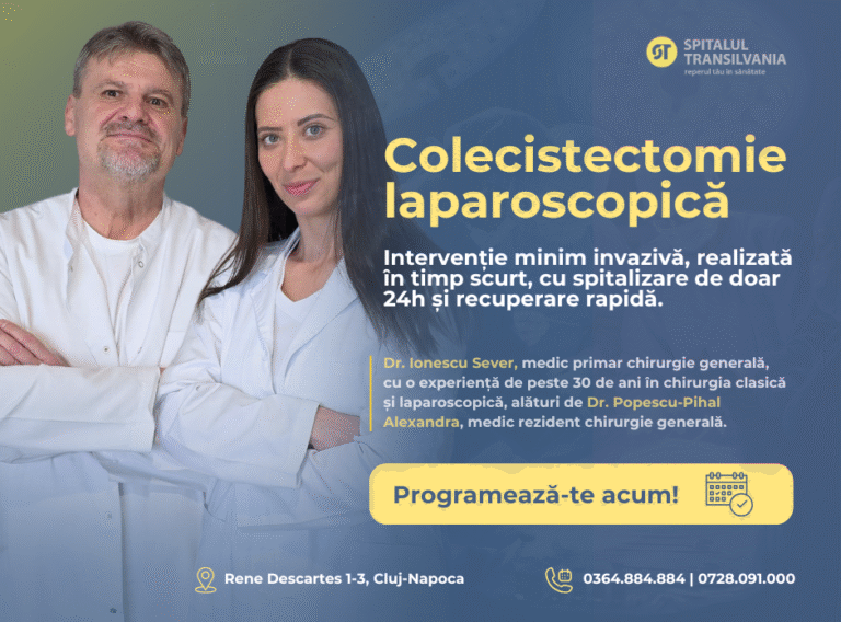 Banner colecistectomie laparoscopică la Spitalul Transilvania Cluj