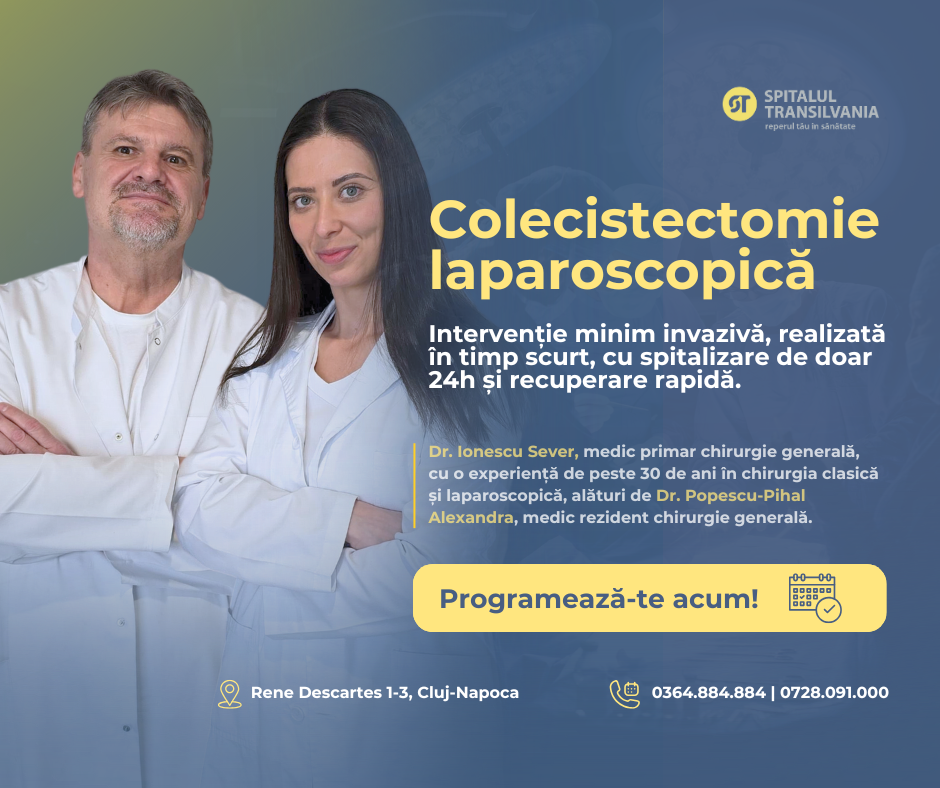 Banner colecistectomie laparoscopică la Spitalul Transilvania Cluj