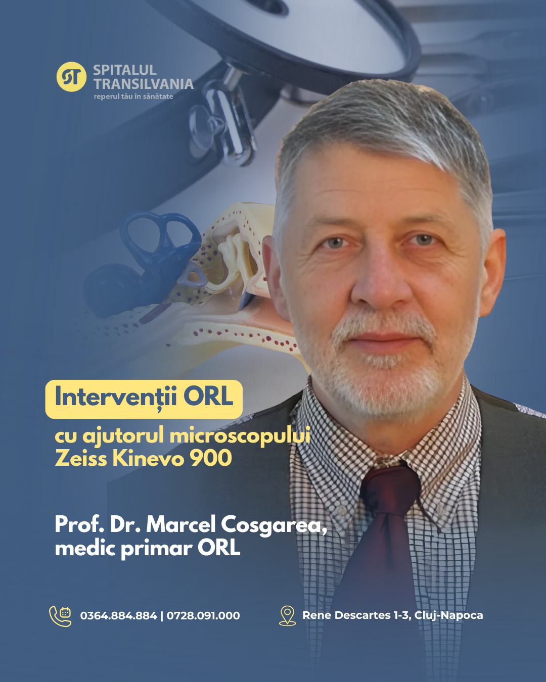 Imagine de prezentare cu Dr. Cosgarea Marcel, medic primar ORL